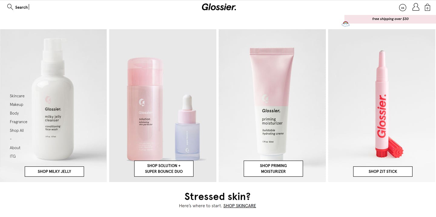 glossier-homepage